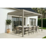 Pergola bioclimatique adoss�e 4x3m piana aluminium taupe - lames orientables