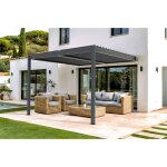 Pergola bioclimatique adosse piana 3x3m aluminium gris - lames orientables