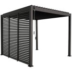 Pergola bioclimatique aluminium 3x3 m v2 lames orientables + 3 persiennes triomphe anthracite
