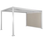Pergola bioclimatique aluminium et acier 3x4m lames orientables + store 3m palace blanc