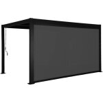 Pergola bioclimatique aluminium et acier 3x4m lames orientables + store 4m palace noir