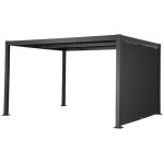 Pergola bioclimatique aluminium et acier 4x3m + auvent 3m anthracite palace