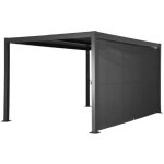 Pergola bioclimatique aluminium et acier 4x3m + auvent 4m anthracite palace