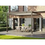 Direct abris - pergola bioclimatique aluminium adossee 12m2 - 3x4m - gris anthracite - 29 lames orientables ...