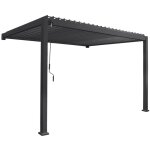 Pergola bioclimatique aluminium anthracite adoss�e lames orientables 4x3m triomphe