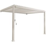 Pergola bioclimatique aluminium beige adoss�e lames orientables 4x3m triomphe