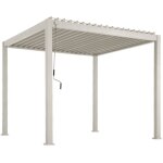 Pergola bioclimatique aluminium beige triomphe 3x3 m lames orientables