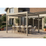 Pergola bioclimatique autoport�e 3x2, 5 piana aluminium taupe - lames orientables