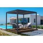 Pergola bioclimatique autoport�e piana 3x2, 5m aluminium gris - lames orientables