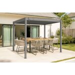 Pergola bioclimatique autoport�e piana 3x2m aluminium taupe - lames orientables
