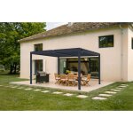 Pergola bioclimatique autoport�e piana 4x3m aluminium gris - lames orientables