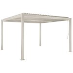Pergola bioclimatique beige aluminium et acier lames orientables 3. 6x3. 6m palace