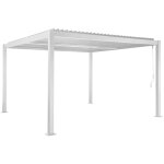 Pergola bioclimatique blanc aluminium et acier lames orientables 3. 6x3. 6m palace