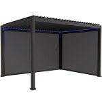 Pergola bioclimatique �lectrique 3x4m. aluminium. � lames orientables avec �clairage led + store 3m + ...