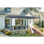 Cazeboo - pergola lectrique bioclimatique santa 6x3m aluminium gris - lames orientables