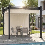 Pergola de jardin 3x3m avec toit ouvrant r�glable � fermeture magn�tique ch�ssis en aluminium avec une ...