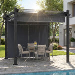 Pergola de jardin 3x3m avec toit ouvrant r�glable � fermeture magn�tique ch�ssis en aluminium avec une ...