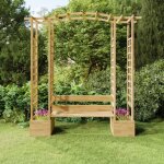 The living store - pergola de jardin avec banc et jardinires bois de pin imprgn brun