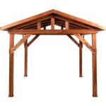 Pergola de jardin moderne en bois 296 x 350 cm toit m�tallique bois clair secchia