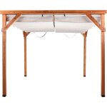 Pergola de jardin avec toile d'ombrage r�tractable 320 x 380 cm structure en bois beige villarosa