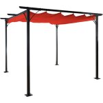 D�coshop26 - pergola de jardin avec toit coulissant pavillon 3, 5x3, 5m couleur terracotta protection ...
