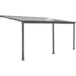 Pergola murale 3x5m anthracite en aluminium et polycarbonate avec gouttière. pergola adossée Pergola murale 3x5m anthracite en aluminium et polycarbonate avec gouttière. pergola adossée