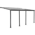 Pergola murale 3x6m anthracite aluminium et polycarbonate avec gouttire. pergola adosse