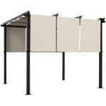 Pergola - outsunny - avec 3 toiles coulissantes - 3 x 3 x 2, 38 m - structure acier noir toile polyester ...