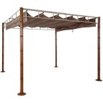 Pergola pavillon de jardin auvent de terrasse stable 7 cm structure mtallique 3 x 3m aspect bambou taupe ...