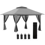 Pergola pliante 392x392x283cm pavillon jardin pop - up - double toit, protection uv 50 + , parois moustiquaire ...