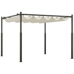 Pergola r�tractable 3 x 3 m acier �poxy noir polyester haute densit� 180 g / m� upf30 + cr�me