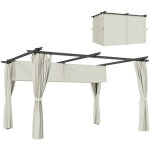 Pergola tonnelle de jardin - outsunny - auvent r�tractable - rideaux protection solaire - polyester - ...