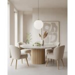 Perla - chaise de repas en tissu beige au design incurv