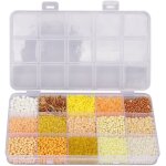 Perles de rocaille en verre, bo�te de rangement en plastique � 15 compartiments, jaune, id�ale pour la ...