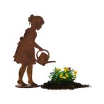 Jardinex - personnage fillette arrosoir mtal rouill : dco jardin - rouille