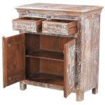 Petit bahut en bois recycl� color� blanchi 80cm lila - 80x40x90 cm - kayu meuble