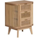 Petit chiffonnier en bois de pin et cannage guido