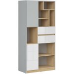 Petits - meubles - bibliothque 2 portes 2 tiroirs pop gris et blanc