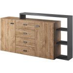 Petits - meubles - buffet 2 portes 4 tiroirs ilyes bois et gris Petits - meubles - buffet 2 portes 4 tiroirs ilyes bois et gris