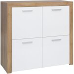 Petits - meubles - buffet 4 portes nora blanc et bois Petits - meubles - buffet 4 portes nora blanc et bois