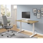 Petits - meubles - bureau lectrique bimotion 1s 120x65x2, 5 cm hauteur rglable 73 - 120 cm blanc / ...