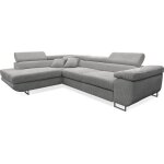 Petits - meubles - canap� d'angle convertible gauche 4 places coffre martin velours c�tel� gris clair ...