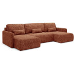 Petits - meubles - canap� u convertible 4 places avec coffre lazare terracotta