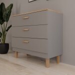 Petits - meubles - commode 3 tiroirs 100x47x90 cm gris clair et chne - denver