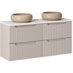 Meuble double vasque 120cm 4 tiroirs riva cachemire et blanc