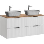 Meuble double vasque effet pierre 120cm adriel blanc