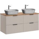 Meuble double vasque effet pierre 120cm adriel cachemire et bois
