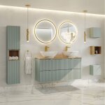 Petits - meubles - ensemble meuble double vasque 120cm 4 tiroirs miroirs led colonne et 3 armoires murales ...