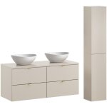 Petits - meubles - ensemble meuble double vasque 120cm et colonne azel cachemire Petits - meubles - ensemble meuble double vasque 120cm et colonne azel cachemire