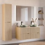 Petits - meubles - ensemble meuble double vasque 120cm et colonne isaline bois